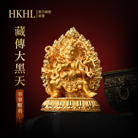 藏傳金色大黑天純銀吊墜/莊嚴擺飾