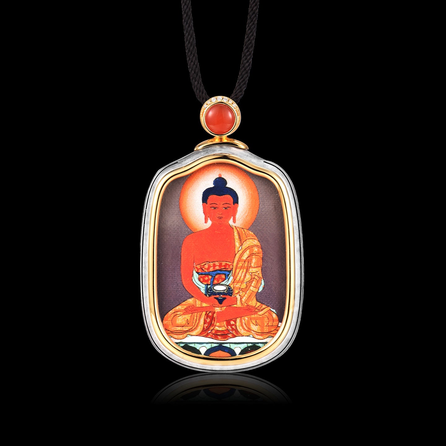 Tibetan Six-Armed Mahakala Painted Thangka Pendant