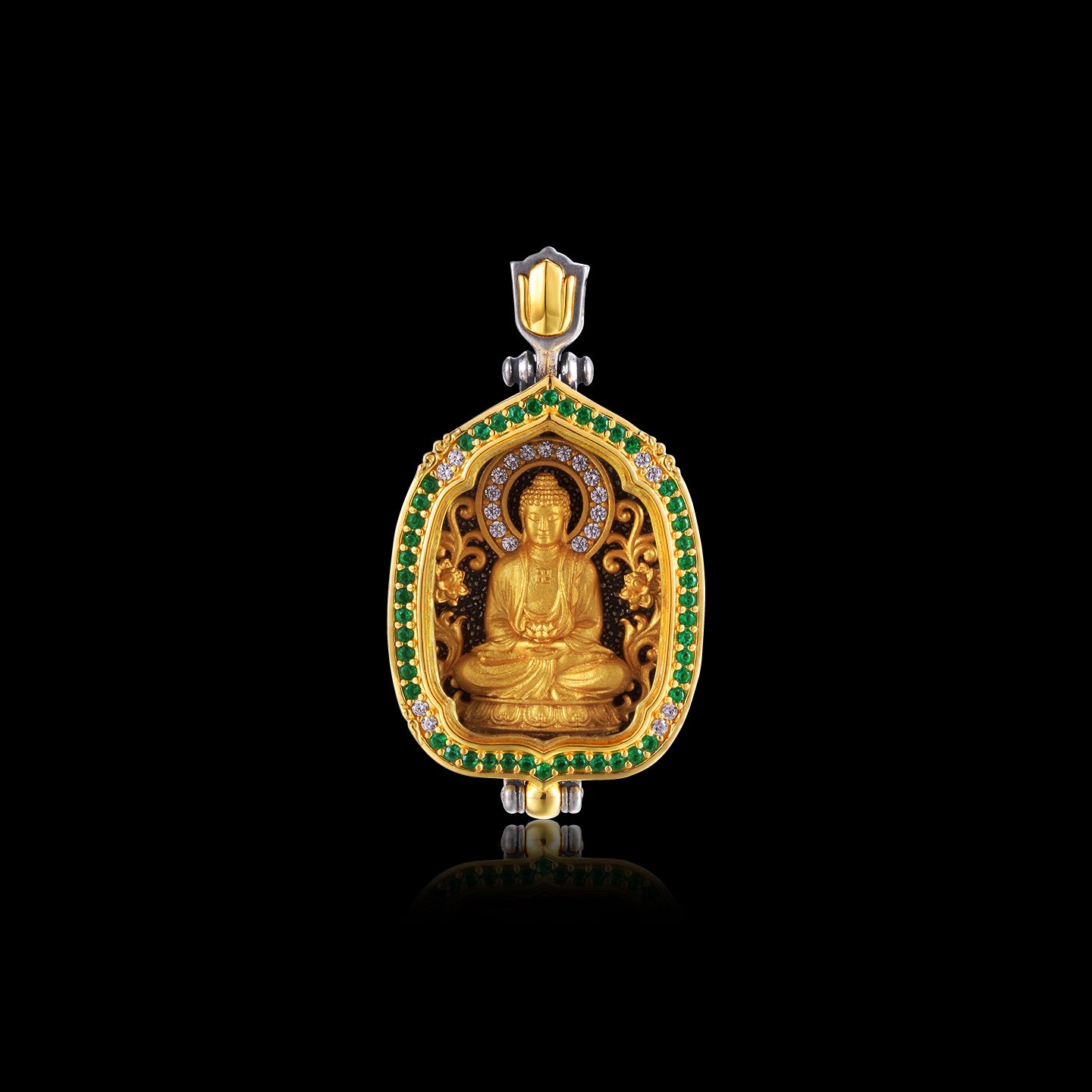 กล่องพระแปดนักษัตร จี้พระอมิตาภ (ราศี: หมา, หมู)