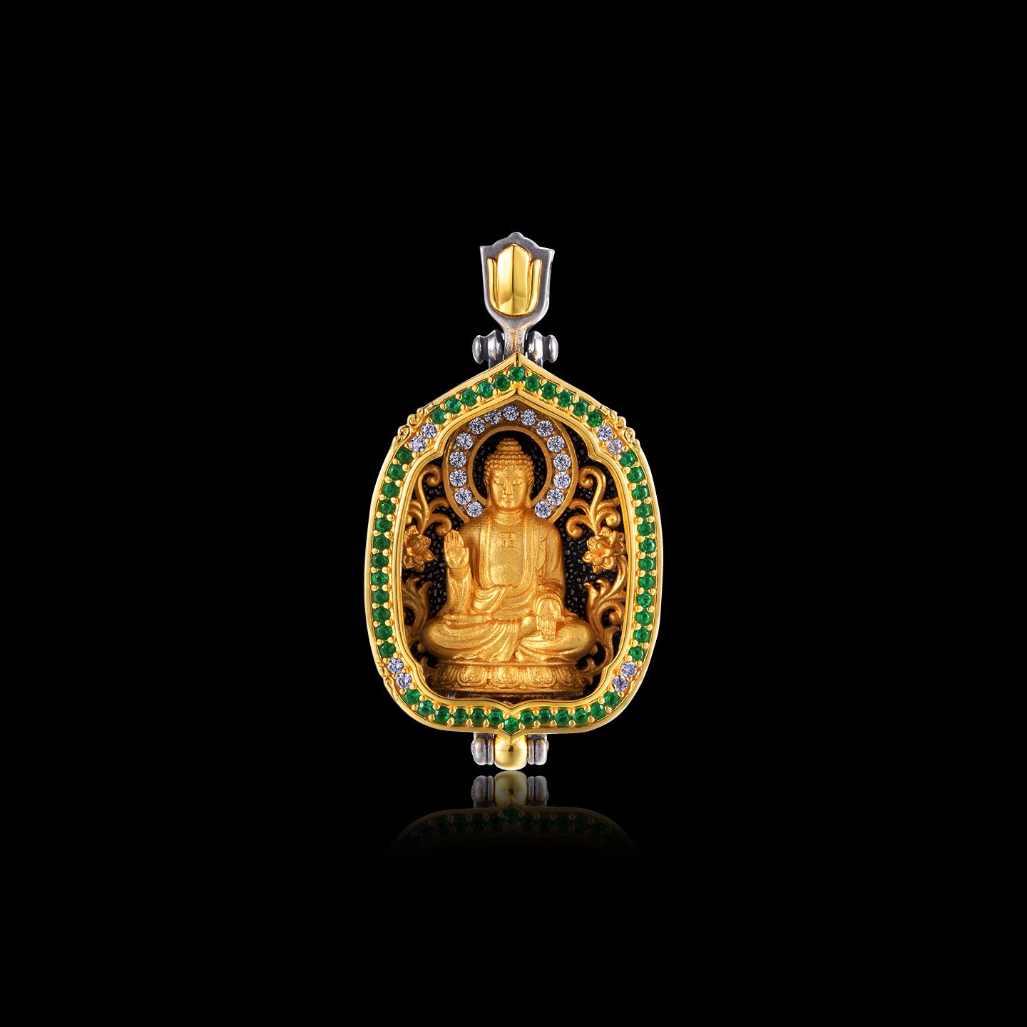 พระพุทธรูปแปดนักษัตร กล่องเกา จี้พระพุทธรูปไวโรจนะ (ราศี แกะ ลิง)
