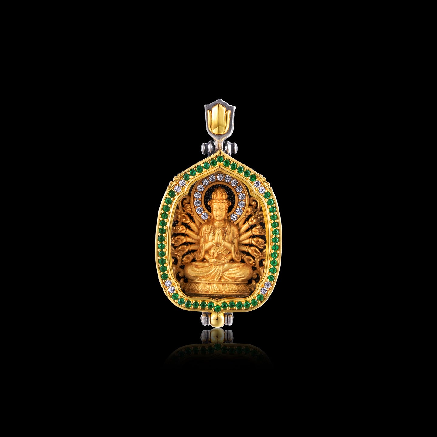 พระพุทธรูปแปดนักษัตร กล่องกาหวู่ จี้เจ้าแม่กวนอิมพันมือ (ปีนักษัตร: หนู)
