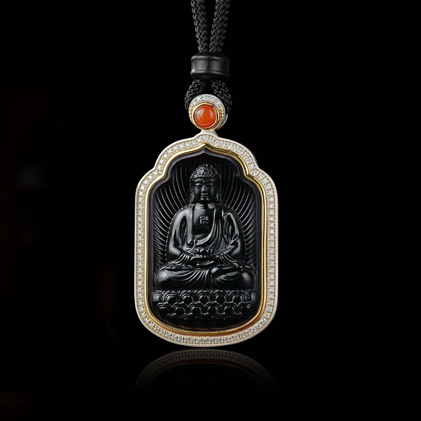 Buddha's Light Blesses the Eight Zodiac Buddhas, Amitabha Buddha, and Hetian Black Jade Pendant (Zodiac Signs: Dog and Pig)
