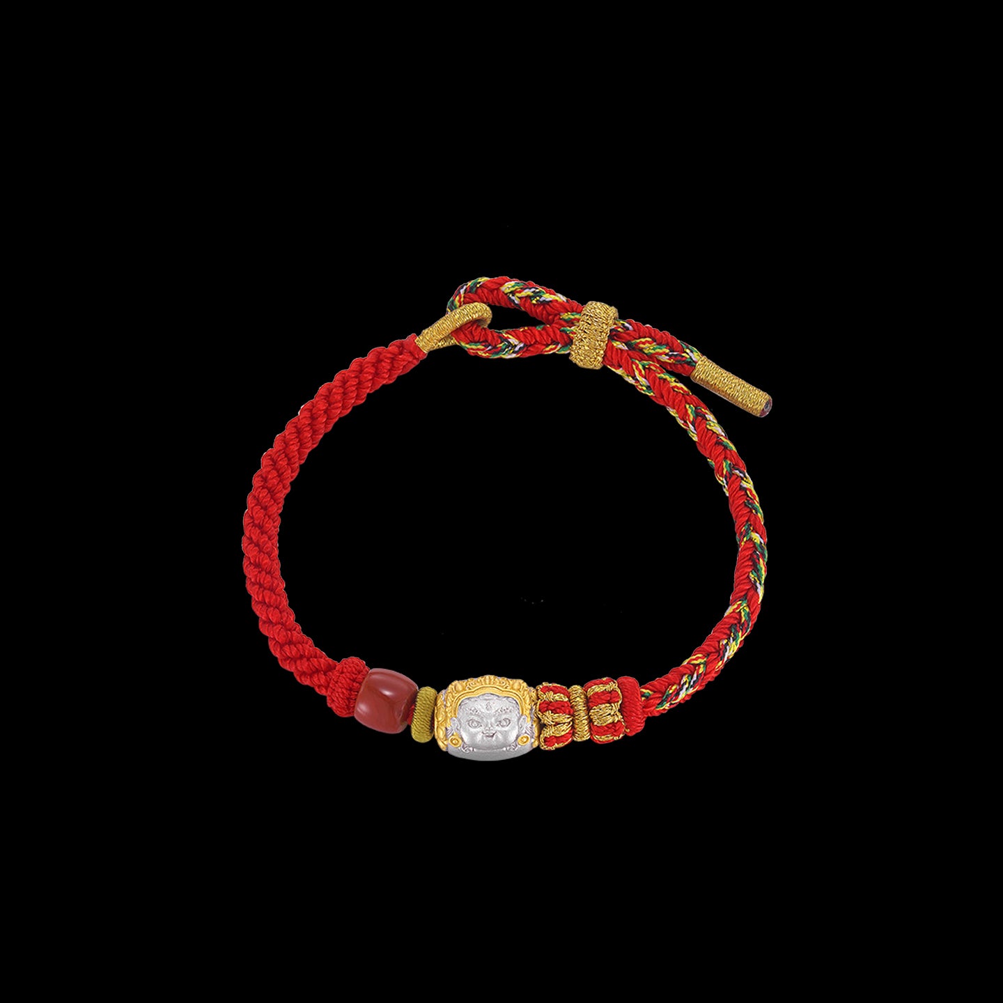 กำไลข้อมือเงินสเตอร์ลิงสีเหลืองแซมบาลาสีแดง