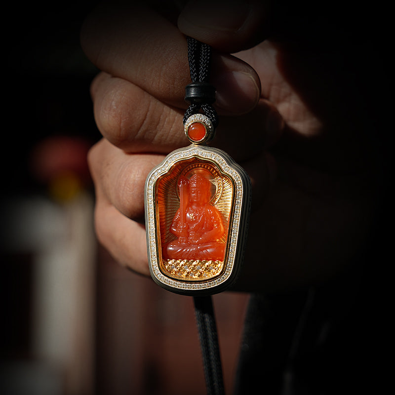 Manjusri Bodhisattva Nanhong Hetian Jade Pendant (Zodiac: Rabbit)