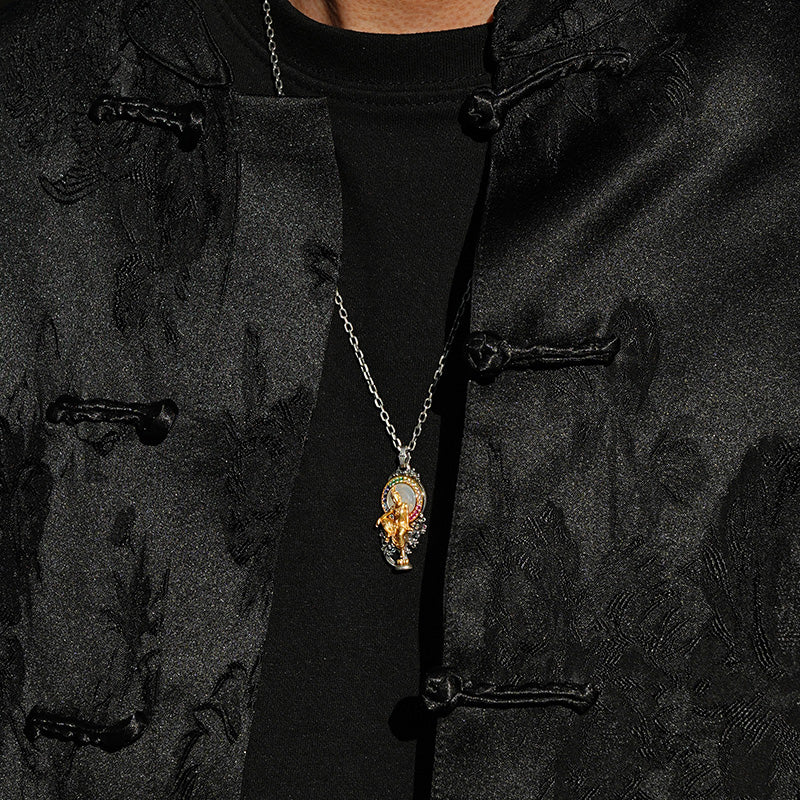 Water Moon Guanyin sterling silver pendant