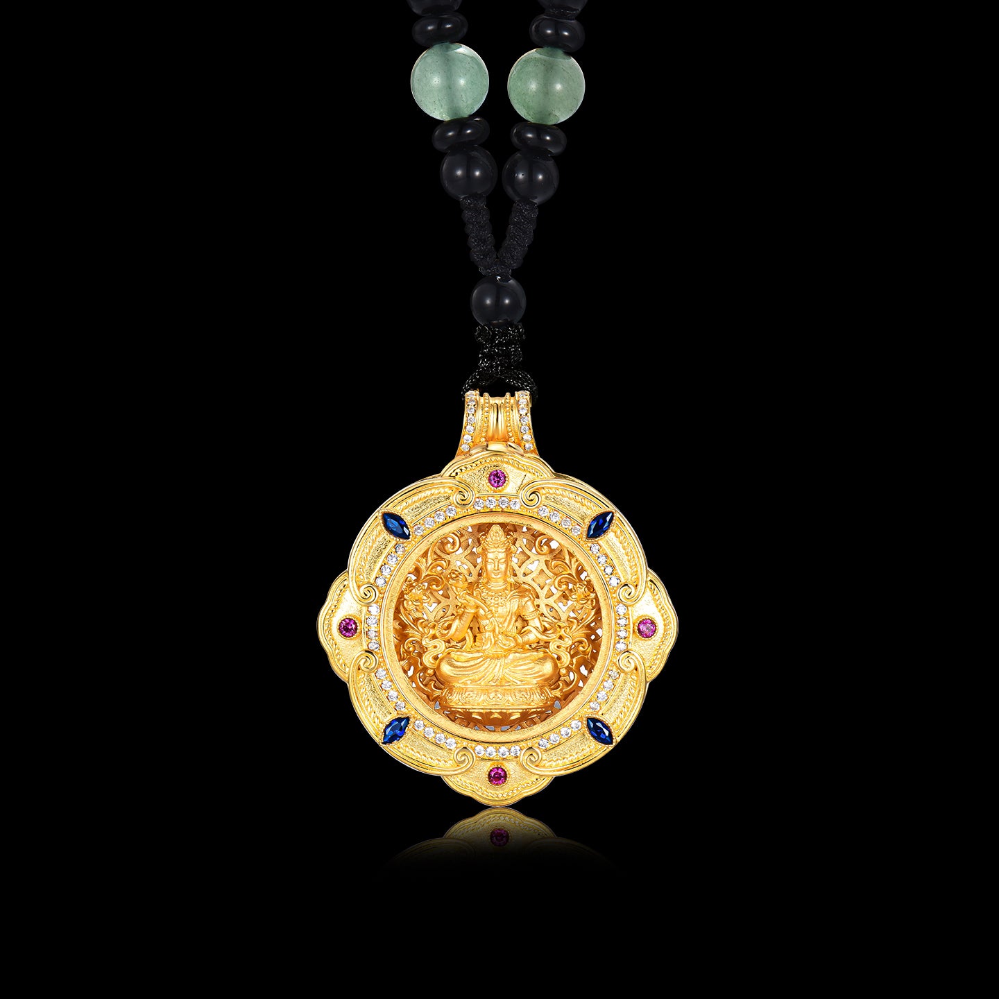 Samantabhadra Bodhisattva Eight Treasures Compass Necklace