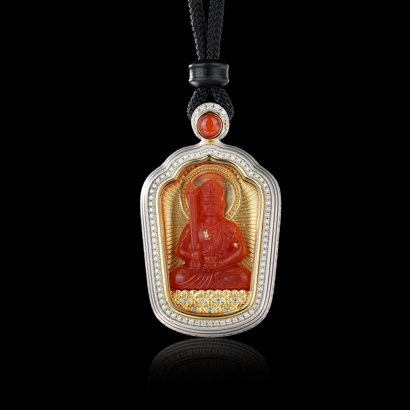 Manjusri Bodhisattva Nanhong Hetian Jade Pendant (Zodiac: Rabbit)