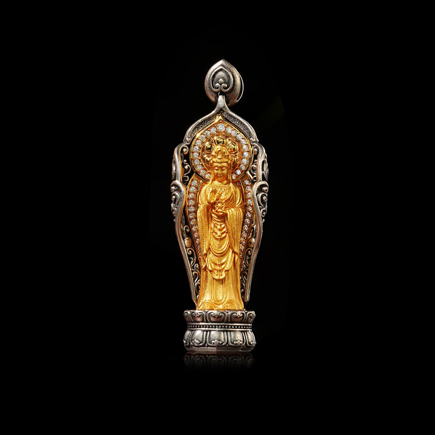 จี้เงินสเตอร์ลิง พระโพธิสัตว์สามองค์แห่งสห