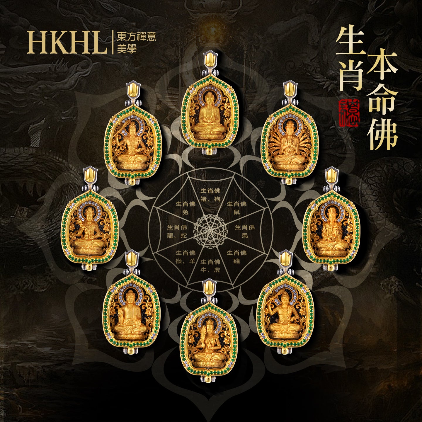 八大本命佛嘎烏盒阿彌陀佛吊墜(生肖：狗豬）