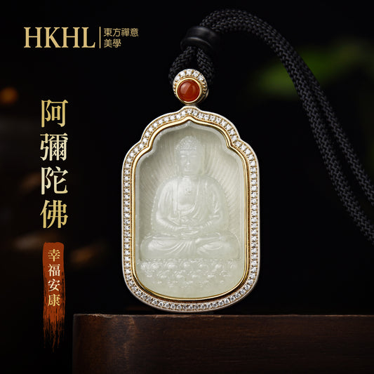 八大本命佛阿彌陀佛和田玉吊墜(生肖：狗豬）