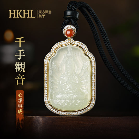 八大本命佛千手觀音和田玉吊墜(生肖：鼠）