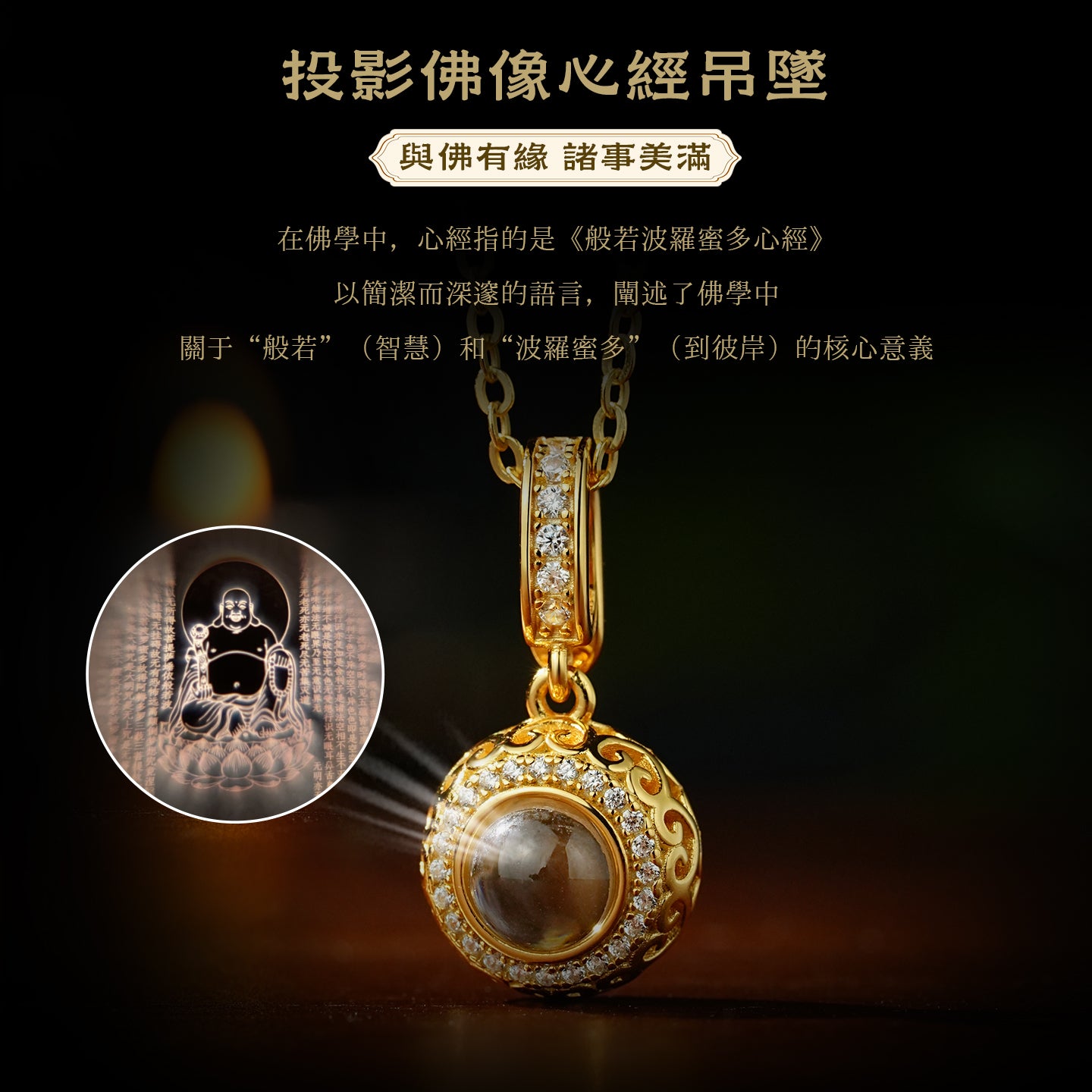 奈米微雕投影佛像波若心經項鍊