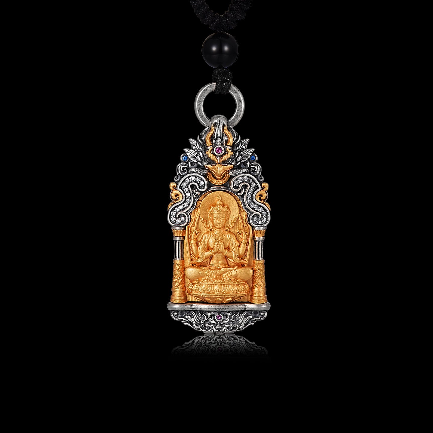 隨身本命佛嘎烏盒藏傳四臂觀音吊墜(生肖：牛虎）