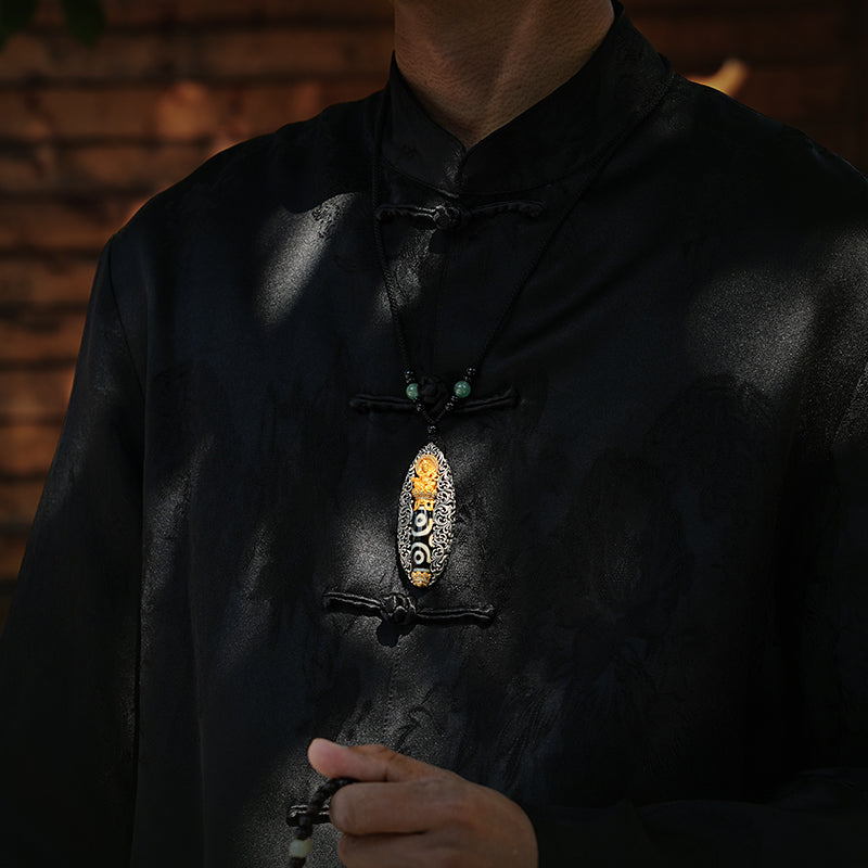 黃財神天珠財運亨通吊墜