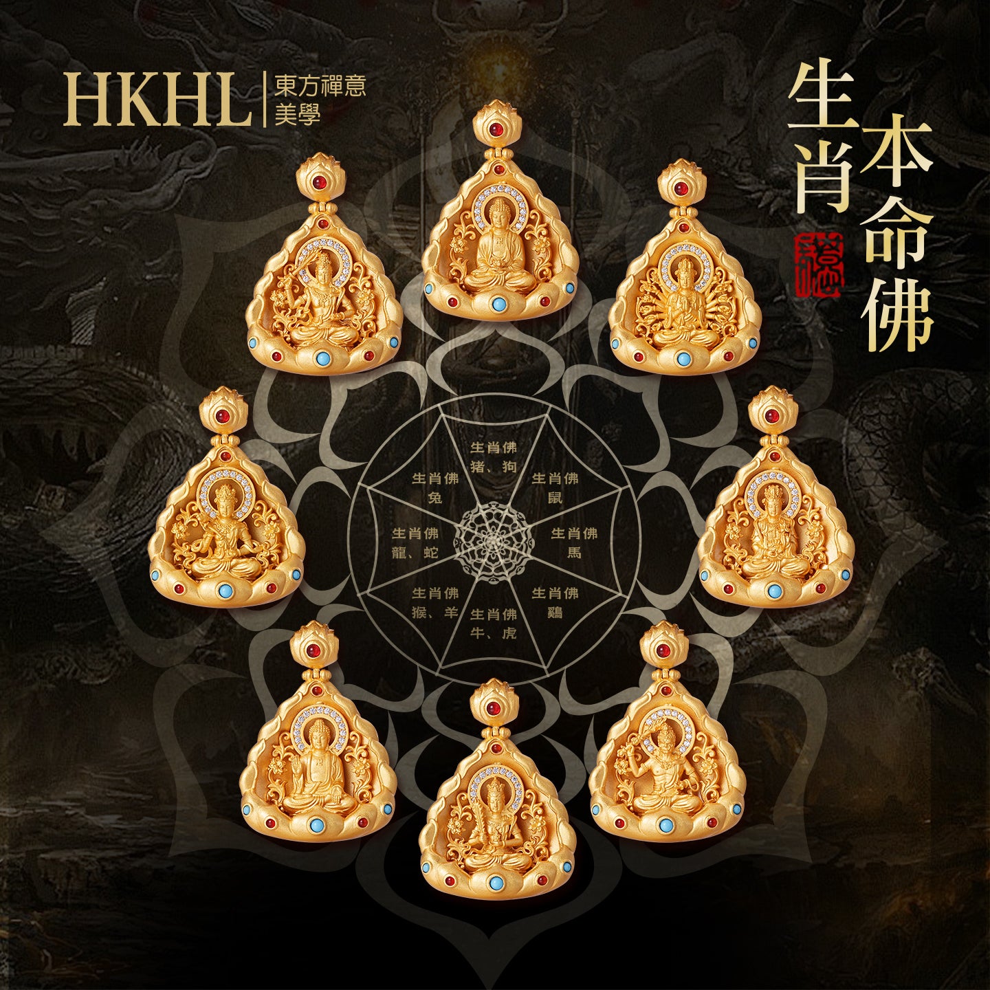 十二生肖本命佛不動明王吊墜(生肖：雞）